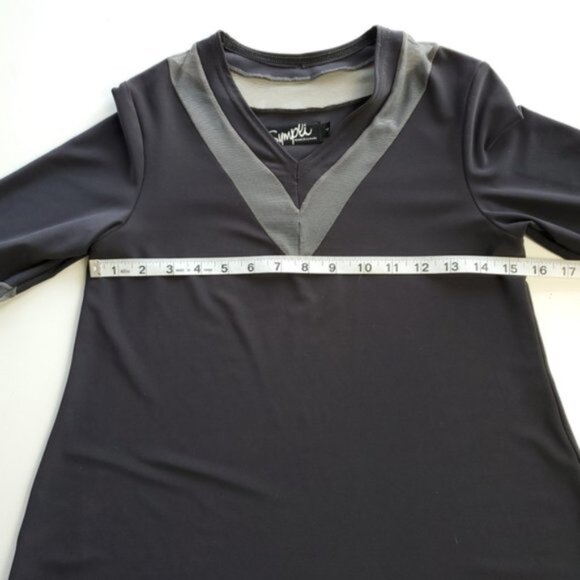 Sympli Charcoal Grey Tunic with Mesh Accents - Picture 5 of 8